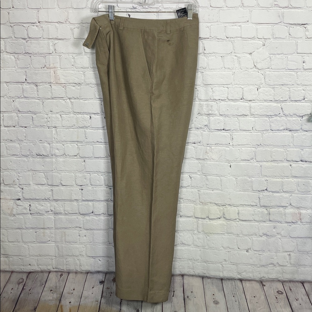 Kasper Women's Wide Leg Pants Trouser High Rise Khaki Causal Linen Blend 10 - Picture 11 of 11